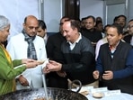 Union finance minister Nirmala Sitharaman distributes halwa to the members of Budget Press during the halwa ceremony ahead of the lock in process of the Budget preparation, in New Delhi on Thursday. (ANI File)) Union finance minister Nirmala Sitharaman distributes halwa to the members of Budget Press during the halwa ceremony ahead of the lock in process of the Budget preparation, in New Delhi on Thursday. (ANI File))