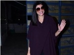 Sushmita Sen aces evening look in wine red poncho and black trousers(HT Photos/Varinder Chawla) Sushmita Sen aces evening look in wine red poncho and black trousers(HT Photos/Varinder Chawla)