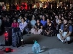 SFI screened BBC documentary at the University of Hyderabad on Thursday. 