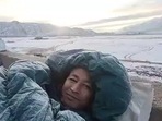 Sonam Wangchuk on a five-day climate fast to “save Ladakh” on the rooftop of HIAL in Phyang on Thursday. Sonam Wangchuk on a five-day climate fast to “save Ladakh” on the rooftop of HIAL in Phyang on Thursday.