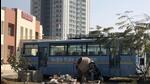 The CRPF bus that ran over a motorcyclist in Sector 61 on Thursday. (Parveen Kumar/ HT) The CRPF bus that ran over a motorcyclist in Sector 61 on Thursday. (Parveen Kumar/ HT)