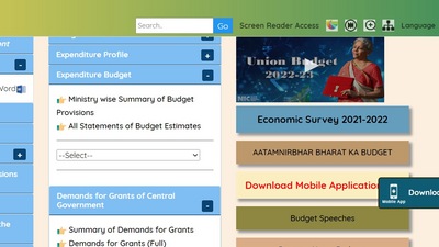 A screenshot of the indiabudget.gov.in website