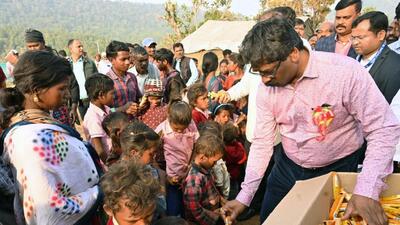 Jharkhand CM Hemant Soren at Budha Pahad on Friday. (ANI)