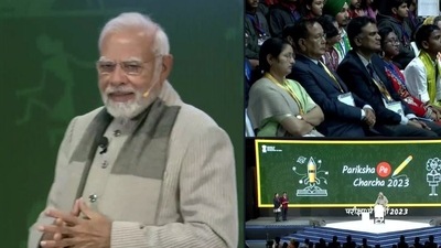 PM Modi compared politics to student life, saying that politicians, like students, face "do even better" pressure and that "no one is spared from this." (ANI)