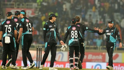 Washington’s valiant 50 (28) was also not going to be enough. (PTI) Washington’s valiant 50 (28) was also not going to be enough. (PTI)