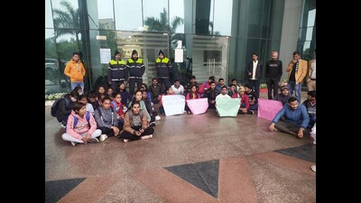 Students staging a protest in BBAU (Sourced)