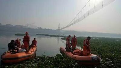 The bridge, after undergoing repairs, was thrown open for public on Oct 26 and it collapsed on Oct 30. (AP image) The bridge, after undergoing repairs, was thrown open for public on Oct 26 and it collapsed on Oct 30. (AP image)
