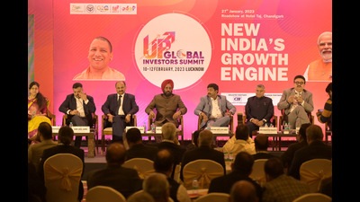 UP Cabinet minister Nand Gopal Gupta along with cabinet minister Baldev Singh Aulakh and others during the “UP Global Investment summit “event at hotel Taj in Chandigarh on Friday. Photo by Ravi Kumar/ Hindustan Times (HT photo) UP Cabinet minister Nand Gopal Gupta along with cabinet minister Baldev Singh Aulakh and others during the “UP Global Investment summit “event at hotel Taj in Chandigarh on Friday. Photo by Ravi Kumar/ Hindustan Times (HT photo)