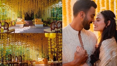 Athiya Shetty and KL Rhaul's haldi ceremony was all about marigold flowers. Athiya Shetty and KL Rhaul's haldi ceremony was all about marigold flowers.