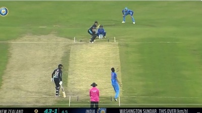 Washington Sundar took a brilliant catch off Chapman