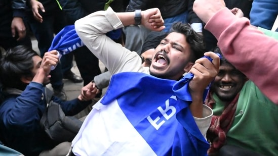 Students were detained from Delhi University during unrest over BBC documentary on PM Modi. ((HT Photo/Vipin Kumar))