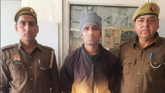 Ghaziabad, India - January 27, 2023: A 27-year-old security guard was arrested for allegedly harassing a class 7 girl student in Vijay Nagar in Ghaziabad, India on Friday, January 27. 2023. (Photo by Sakib Ali /Hindustan Times)