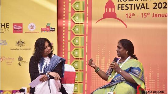 Transgender activist Anindya Hajra in conversation with transgender activist and author Akkai Padmashali about their memoir A Small Step in a Long Journey. (Courtesy AKLF)
