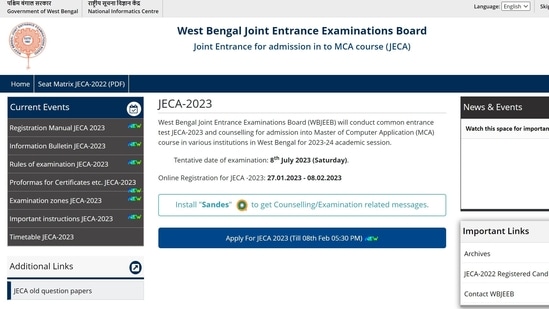 WBJEEB JECA-2023: Registration begins at wbjeeb.nic.in