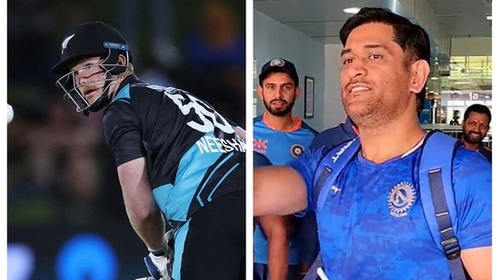 Jimmy Neesham and MS Dhoni