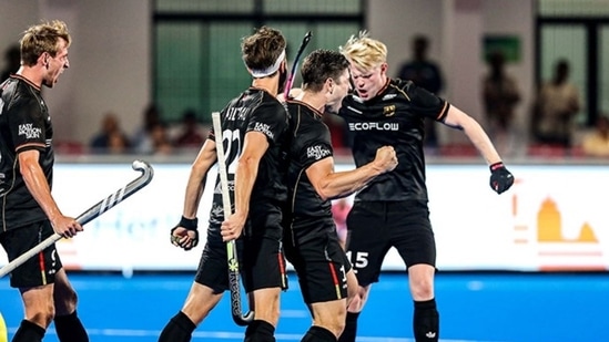 Germany players celebrate after stunning comeback win vs Australia(Hockey India/Twitter)