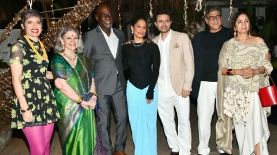 Masaba Gupta with husband Satyadeep Misra and their family members. (Varinder Chawla)(Varinder Chawla)