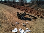 The wreckage IAF fighter planes which crashed during an exercise, at Pagadgarh in Madhya Pradesh's Morena district, Saturday.(PTI) The wreckage IAF fighter planes which crashed during an exercise, at Pagadgarh in Madhya Pradesh's Morena district, Saturday.(PTI)