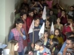 Members of SFI raised slogans at Presidency University in Kolkata on Friday evening, 