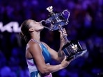 Tennis - Australian Open - Women's Singles Final - Melbourne Park, Melbourne, Australia - January 28, 2023 Belarus’ Aryna Sabalenka celebrates with the trophy after winning her final match against Kazakhstan’s Elena Rybakina REUTERS/Loren Elliott     TPX IMAGES OF THE DAY