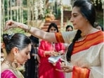 Athiya Shetty shared pics from her pre-wedding ceremony. Athiya Shetty shared pics from her pre-wedding ceremony.