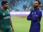 Babar Azam (L) with Virat Kohli(File) Babar Azam (L) with Virat Kohli(File)