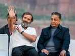 Congress leader Rahul Gandhi with Makkal Needhi Maiam (MNM) leader Kamal Haasan during the Bharat Jodo Yatra, near Red Fort in New Delhi, Saturday, December 24, 2022. (PTI Photo/Ravi Choudhary) Congress leader Rahul Gandhi with Makkal Needhi Maiam (MNM) leader Kamal Haasan during the Bharat Jodo Yatra, near Red Fort in New Delhi, Saturday, December 24, 2022. (PTI Photo/Ravi Choudhary)