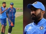 Hardik Pandya with Rahul Dravid; Dinesh Karthik Hardik Pandya with Rahul Dravid; Dinesh Karthik
