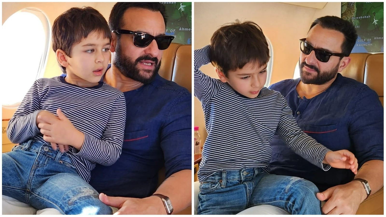 Taimur takes his turn to sit on 'Abba' Saif Ali Khan's lap in a ...