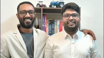 Co-founders of Pune-based startup MeraTractor, Sajith Abraham (left) and Monak Gohel. (HT PHOTO)