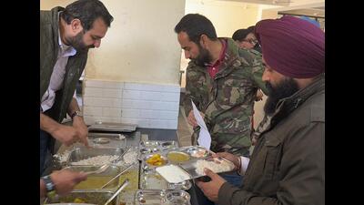 During a surprise checking at the mess of the sports wing of the Punjab Institute of Sports (PIS) in Mohali on Saturday, Punjab sports minister Gurmeet Singh Meet Hayer took a serious note of the food being served to the players. (HT Photo) During a surprise checking at the mess of the sports wing of the Punjab Institute of Sports (PIS) in Mohali on Saturday, Punjab sports minister Gurmeet Singh Meet Hayer took a serious note of the food being served to the players. (HT Photo)