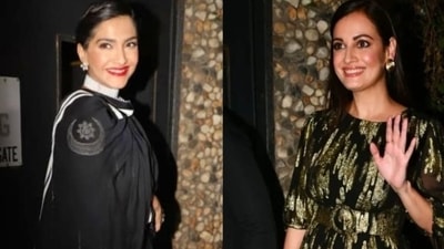Sonam Kapoor and Dia Mirza at Masaba Gupta and Satyadeep Misra's wedding bash on Friday. Sonam Kapoor and Dia Mirza at Masaba Gupta and Satyadeep Misra's wedding bash on Friday.