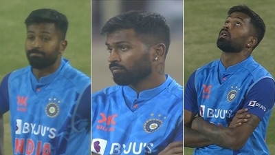 Hardik Pandya was a range of emotions during that wild Arshdeep Singh over. (Screengrab) Hardik Pandya was a range of emotions during that wild Arshdeep Singh over. (Screengrab)