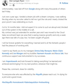 Dan Lanigan Ryan announced his layoff in a LinkedIn post Dan Lanigan Ryan announced his layoff in a LinkedIn post