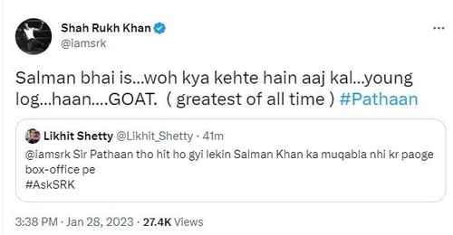 Salman Khan has a cameo appearance in Pathaan.