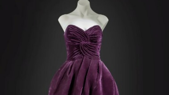 Princess Diana, hailed as a fashionista, wore the purple ball dress in an official royal portrait in 1991.(Sothebys)