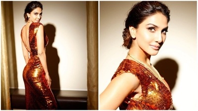 Vaani Kapoor's performance in the film Chandigarh Kare Aashique has made the actor bag several awards. She was recently spotted at an award show where her film won the title of ‘Biggest Disruptor in Hindi Cinema." For the occasion, Vaani donned a rustic-coloured sequined gown featuring a thigh-high slit. (Instagram/@_vaanikapoor_) Vaani Kapoor's performance in the film Chandigarh Kare Aashique has made the actor bag several awards. She was recently spotted at an award show where her film won the title of ‘Biggest Disruptor in Hindi Cinema." For the occasion, Vaani donned a rustic-coloured sequined gown featuring a thigh-high slit. (Instagram/@_vaanikapoor_)