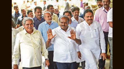 HD Kumaraswamy said he wants to win 120 seats in the state as a gift to Deve Gowda (PTI) HD Kumaraswamy said he wants to win 120 seats in the state as a gift to Deve Gowda (PTI)