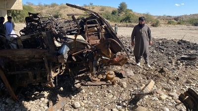 Hamza Anjum Nadeem, assistant commissioner in Bela, said four injured passengers were rescued and the bodies of 40 people, including women and children, were recovered from the site. (AFP) Hamza Anjum Nadeem, assistant commissioner in Bela, said four injured passengers were rescued and the bodies of 40 people, including women and children, were recovered from the site. (AFP)