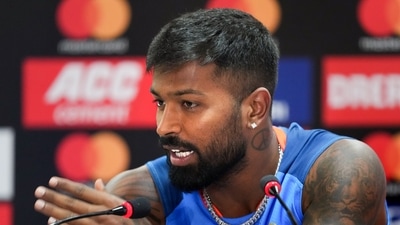 Indian captain Hardik Pandya speaks with the media ahead of the first T20 cricket match between India and New Zealand (PTI)