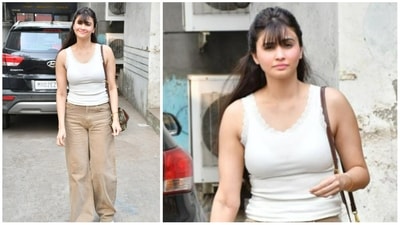 Actor Daisy Shah was spotted at a salon in Mumbai on Sunday. She was in a white top and beige pants and sported fringes. Her last Hindi film was Race 3 in 2018. She has since appeared in a Gujarati and Marathi film. (Varinder Chawla) Actor Daisy Shah was spotted at a salon in Mumbai on Sunday. She was in a white top and beige pants and sported fringes. Her last Hindi film was Race 3 in 2018. She has since appeared in a Gujarati and Marathi film. (Varinder Chawla)