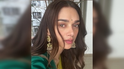 It features a border and small floral butis embroidered through the intricate form of 'Aari' and 'Zardozi'. (Instagram/@aditiraohydari) It features a border and small floral butis embroidered through the intricate form of 'Aari' and 'Zardozi'. (Instagram/@aditiraohydari)