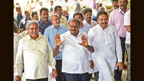 HD Kumaraswamy said he wants to win 120 seats in the state as a gift to Deve Gowda (PTI)