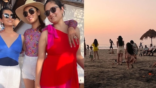 Mira Rajput, daughter Misha Kapoor and son Zain Kapoor during their Goa holiday.