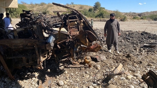 Hamza Anjum Nadeem, assistant commissioner in Bela, said four injured passengers were rescued and the bodies of 40 people, including women and children, were recovered from the site. (AFP)