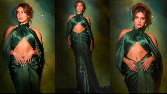 Bhumi Pednekar flaunts her toned abs in sultry emerald green cut-out gown (Instagram/@bhumipednekar)