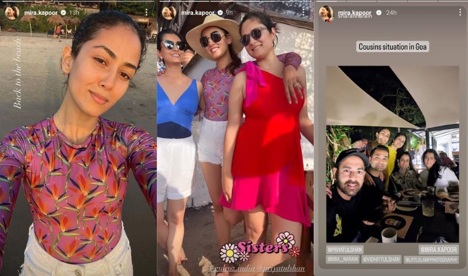 Mira Rajput shared pictures from her Goa trip on Instagram Stories.