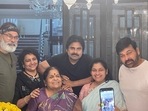 Chiranjeevi shared pictures of his mother's birthday celebration, taken by son Ram Charan, on Sunday. Chiranjeevi shared pictures of his mother's birthday celebration, taken by son Ram Charan, on Sunday.