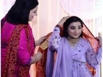 Neha Marda at her baby shower ceremony with husband Ayusman Agrawal. Neha Marda at her baby shower ceremony with husband Ayusman Agrawal.