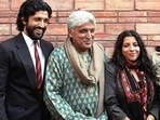 Shabana Azmi with husband Javed Akhtar, kids, Farhan and Zoya. Shabana Azmi with husband Javed Akhtar, kids, Farhan and Zoya.